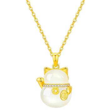 China gold lucky cat necklace for girlfriend and best friend