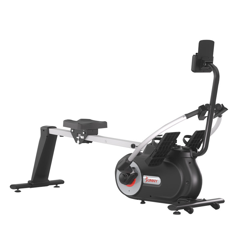SUNNY rowing machine simulates sculls to exercise shoulders, neck and back