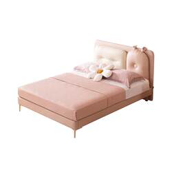 [Fairy Tale Paradise] Mousse Children's Silicone Soft Cover Solid Wood Bed for Boys and Girls, Princess Modern Simple Bedroom Home Use