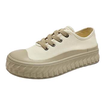 ເກີບຜູ້ຍິງ Renben Flagship Store Official Flagship 2024 New Biscuit Breathable Versatile Canvas Shoes Women's White Shoes Trendy