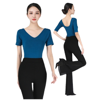 Body wear 2023 new style deep V-neck dance summer temperament high-end instructor clothes modal exercise tops short sleeves