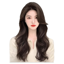 Real hair hair piece full real hair seamless hair extension piece fluffy hair extension wig female three-piece long curly hair wig piece