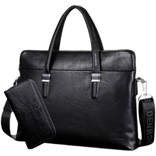 Genuine leather briefcase business handbag 15.6 inch computer