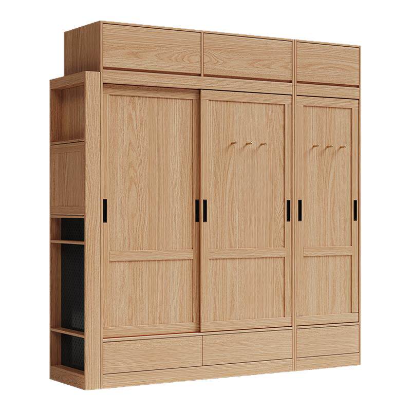 Solid wood sliding door wardrobe log style