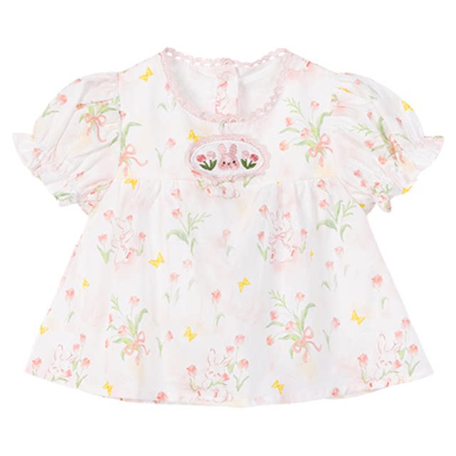 Young Song Summer Round Neck Pure Cotton Doll Shirt