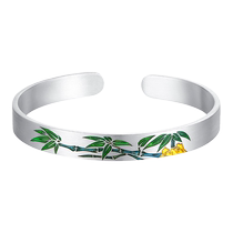 Chow Tai Sang S990 Safe Bamboo Leaf Solid Open Bracelet Bamboo Wish Enamel Bracelet as a gift for girlfriend on Chinese Valentines Day