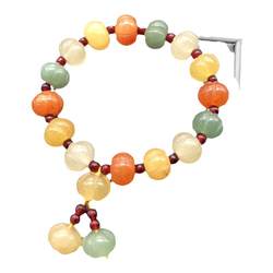 ທໍາມະຊາດ Xinjiang ຜ້າໄຫມ jade ຜັກ bead bracelet ສາຍແຂນຂອງແມ່ຍິງທໍາມະຊາດຫຼາຍສີ jade ສາຍແຂນດຽວວົງ beads