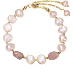 ZEGL Baroque Freshwater Pearl Bracelet Women's New Niche Design Strawberry Crystal Bracelet 520 ຂອງຂວັນສໍາລັບແຟນ