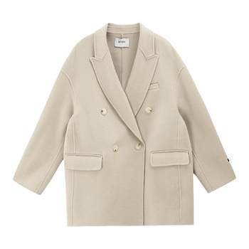 gcrues ຊຸດຜ້າຂົນຫນູວ່າງແບບເກົາຫຼີ wool coat 2024 ພາກຮຽນ spring ແລະດູໃບໄມ້ລົ່ນໃຫມ່ double-sided woolen coat Maillard