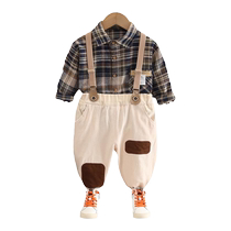 Jingqi baby overalls suit spring baby childrens clothing boys 2024 new spring two-piece set spring and autumn