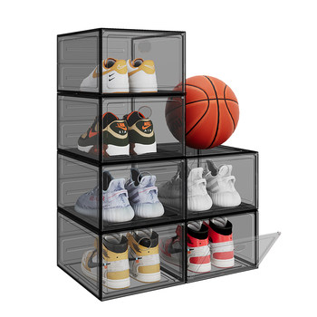 Hard plastic transparent shoe box shoe storage box door shoe cabinet storage artifact space-saving acrylic dustproof shoe rack