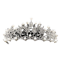 Bridal highlight pearl crown Korean rhinestone bridal tiara wedding gauze jewelry accessories birthday party crown