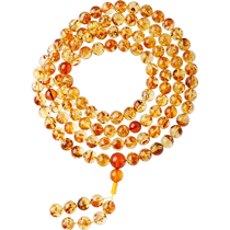 Pure Amber Flower Amber 108 Bead Bracelet Natural Amber Beeswax Multi-circle Bracelet Mens and Womens Buddha Beads Hand Jewelry