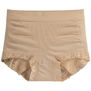 暖宫磁疗收腹提臀包臀无缝中腰无痕简约蕾丝边性感女士内裤平角裤