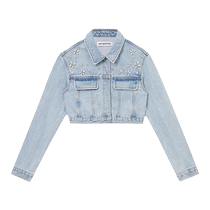 self-portrait 2024 early autumn new light denim blue rhinestone decorated versatile short denim jacket