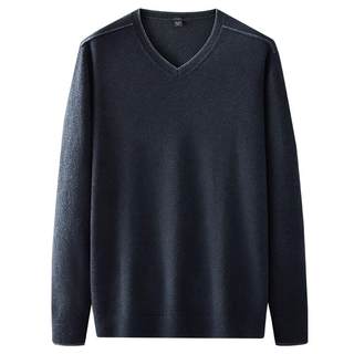 秋冬加大码男士纯羊毛V领针织毛衫特大号肥佬宽松羊毛衫胖子毛衣
