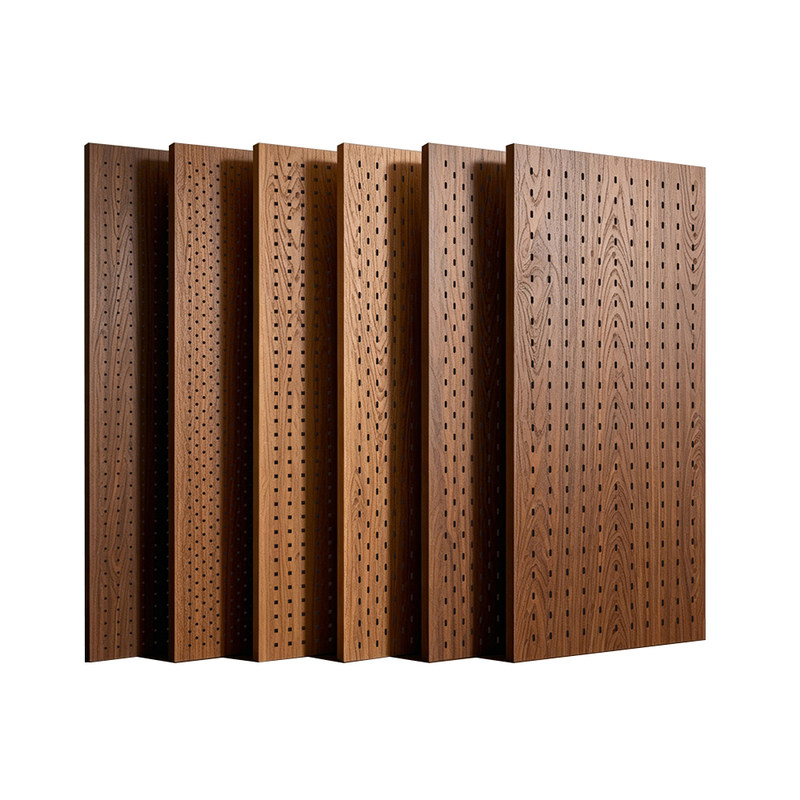 Medieval style metal perforated board with embossed wood grain