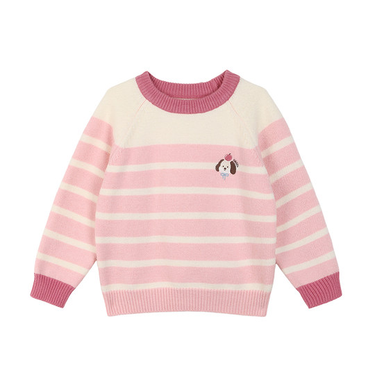 小O宝Okids童装宝宝毛衣女套装插肩袖图案2025冬季新款女童针织衫