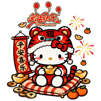 2026 Spring Festival Decorations Cute Hello Kitty Static Cling Stickers Shop Decoration Window Stickers Glass Door and Window Paper