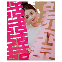 Marriage strips with pink happy words for the mans wedding room layout set photo props red for the womans wedding living room decoration purple