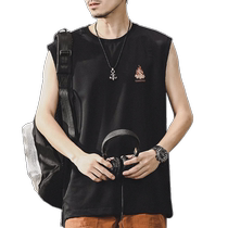 Jay Leno Mountain Mens American Sports T-shirt Summer Trendy Loose Sleeveless T-shirt Ice Silk Vest Mens Thin