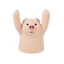 Girls heart raises her hands piggy inspirational blessing words small card message holder vertical placard small animal desktop decoration Japanese style ins style note holder photo holder pp wooden clip gift