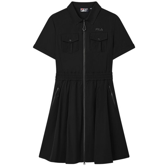 杨幂同款FILA斐乐梭织工装摩登连衣裙女2025夏新款凉感防晒POLO裙