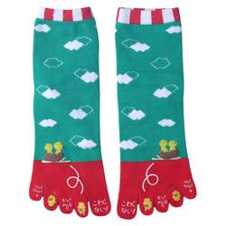 New style cloud socks mid-tube five-finger socks for women cute pure cotton toe print cartoon cotton women's socks five fingers