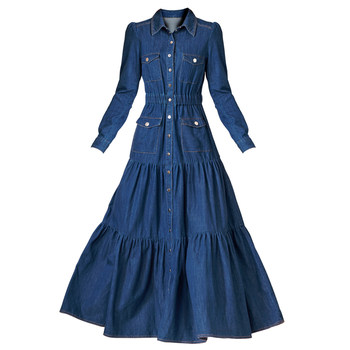Red rose dream spring new denim dress women