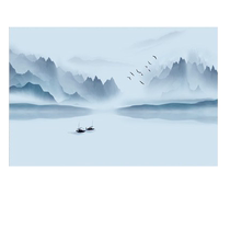 Custom designed roller blinds for office study home artistic conception landscape calligraphy and painting sunshade hand-operated lifting