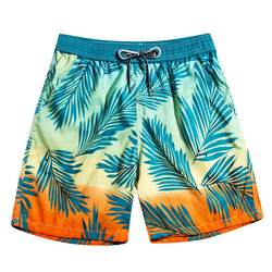 Quick-drying beach trunks for men, loose large size swimming trunks, beach vacation couple's outfit, five-point boxer swimming trunks, surfing shorts for women