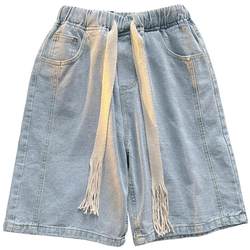 Summer thin denim shorts, men's straight tubs, big size tide, loose and casual wild youth Hong Kong wind pants pants