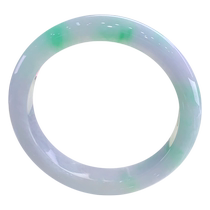 (Self-operated) Qianyu Shiguang Burmese natural A-grade jadeite floating green floating light purple old water bright spring color bracelet