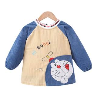 Autumn and winter baby waterproof smock, anti-dirty eating clothes, reverse dressing for boys and girls, long-sleeved apron, baby bib protective clothing