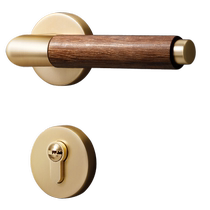 Evashield New Chinese door lock Indoor bedroom Bedroom Door Lock Hu Peach Wood Retro Muted Magnetic split Home door handle