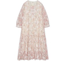 (Art Flower Shadow) puretea tea cut embroidered dress womens ripped seams and pleated 2024 summer new style