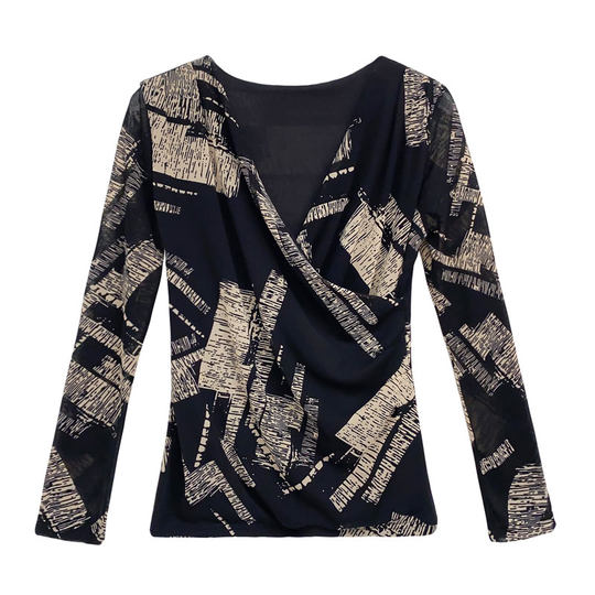 2025秋季新款时尚复古气质打底衫网纱上衣长袖t恤女装设计感上衣