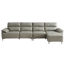 Quanyou Home Modern Simple Leather Sofa 2024 New Living Room Four-Seater Straight Pedestal Sofa 112035