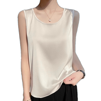 Silk hanging with vest female simple acetic satin satin sleeveless T-shirt with high-end temperament suit