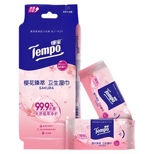 Tempo Depot portable wipes 8 pieces 6 pack