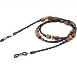 Retro ໄມ້ beaded ແວ່ນຕາສາຍໂສ້ງ່າຍດາຍຄົນອັບເດດ: ແວ່ນຕາ lanyard lanyard chain non-slip hanging neck sunglasses ແວ່ນຕາເຊືອກແມ່ຍິງ
