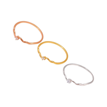 Slim geometric wave ring niche design index finger ring