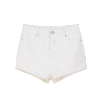 Women's red hip high waist denim shorts