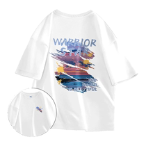 Pull back short-sleeved mens 2024 new summer heavyweight mens casual versatile simple printed cotton t-shirt tops