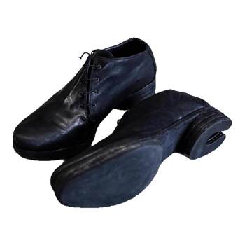 Men's special-shaped heel distressed handmade dark horseshoe leather shoes