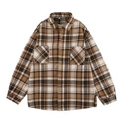 @江泽literary man plaid shirt jacket men's spring and autumn retro trendy loose woolen jacket for men