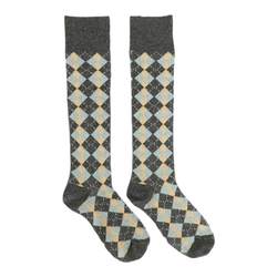 Ochaya ແບບ retro ວິທະຍາໄລ socks rhombus calf ກາງ-ຍາວເຄິ່ງກວດກາແບບອາເມລິກາພາກຮຽນ spring ແລະດູໃບໄມ້ລົ່ນ socks ແມ່ຍິງ