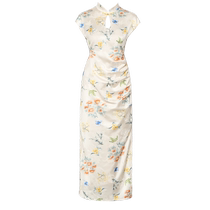 DPLAY2024 new summer style new Chinese style white temperament elegant high slit short-sleeved dress long skirt