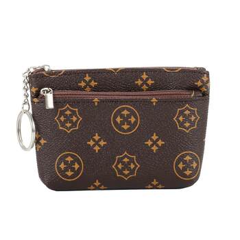 Fashionable ultra-thin short zippered coin wallet