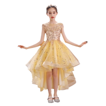 Childrens dress princess dress high-end dress for girls golden host piano performance evening dress performance dress for girls